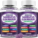 Elderberry Gummies Immuunituki, päivittäin tukea lapsille ja aikuisille *, Sambucus Elderberry, Sinkki, C-vitamiini, D3, B6, B12, Plus - Ruokavalio täydentää - 140 Count