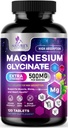 Magnesium Glycinate 500 mg - Celated for Ultra Imeytyminen - tukee luun, lihasten, hermojen ja sydämen terveys, luonnon uni tuki, paras magnesium täydentää pillereitä koko kehon tuki - 120 tablettia