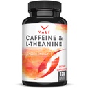 VALI Cofeine 50mg & L Theanine 100mg - Kofeiini pillereitä & L-Theanine varten Smart Smooth Energy & Focus Supplement. Nootropic Brain Booster Cognitive tuki pino & keskittynyt selkeys. 120 Kasviskapselia