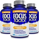 Focus Factor Aikuinen aivojen ja näkökyvyn lisäosa, 120 kreivisilmän vitamiini, Mineraalilisä, täydellinen monivitamiini luteiinilla & Zeaksantiinilla.