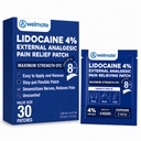 WELMATE - 4% lidokaiinia Numbering Patch - Maximum Strength - Tilapäinen lievittää kipua, selkä, kaula, hartiat, polvet, kyynärpäät, vähäinen ihon ärsytystä - Uutinen Analgesic hajuton - 30 t