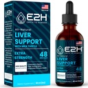 Maksa Cleanse Detox & Korjaus - Herbal Liver Support Milk Thistle Supplement - Silymarin Milk Thistle Lisäravinteet voikukan juuri, Chanca Piedra, Turmeric Root & Artisoke Extract - 2 Fl Oz by E2H