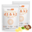 2 Bag D3-vitamiinia K2-lisä Softgel, D3-vitamiinia K2 Softgel 10 000 IU:lla tukee Immuunia, sydäntä, hampaita ja luita, GMO:ita, gluteenia, soijaa