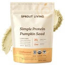 Sprout Living Organic Kurpitsa siemenproteiinijauhe, makuamaton, 20 grammaa kasviperäistä proteiinijauhetta ilman keinotekoisia makeuttajia, ei meijeri, ei-GMO, Vegaani, gluteeniton (1 punta, 15 tarjoilua)