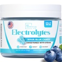 Zero Sugar - Sour Blue Candy Electrolytes Powder - Virkistävä Hydraation - Kofeiiniton energia - Kaikki luonnolliset ainesosat - Vegaani, Keto & Paleo - Sokeriton Elektrolyyttijauhe Drink Mix - 30 tarjoilua