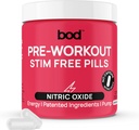 BOD Pre workout pillereitä Natural Green Tea, Electrolytes, L-Theanine, Beet Root, Tukee energiaa, Endurance, Treenout Performance No Jitters tai Crash, Vegan Pre workout naisille ja miehille, 120