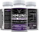 OX Nutrition 10 in 1 Elderberry, C-vitamiini, Sinkki, E-vitamiini, B6-vitamiini, Echinacea, Valkosipuli, kurkuma, L-glutamiini HCL & Lactobacillus Probiootit & Antioksidantit immuunipuolustusta varten 1 kuukausi