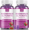 Magnesium Glycinate Gummies 400 mg, suuri imeytyminen Magnesium Glycinate täydennysosa kalium, kalsium, D- vitamiini, B6 & CoQ10 yöllä, lihasten tuki karpalo maku 60 kreivi (2 pakkausta)