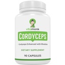 VitaMonk Cordyceps Sienikapselit Rhodiola, 2 Grams Cordyceps Mushroom Enhanced kanssa Rhodiola - Boost Energy, Fight Stressi, parantaa suorituskykyä, ei-GMO - 2000mg - 90 Caps