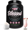 Siunattu vegaaninen proteiinijauhe - kasvipohjainen proteiinijauhe Ateriankorvike Protein Shake, 23 g Pea Protein Powder, Dairy Free, Gluteeniton, soijaton, ei lisättyä sokeria, 30 tarjoilua (Strawberry Mylk)