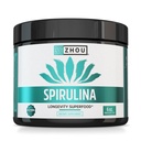 Zhou Spirulina Powder - Blue Green Spirulina Superfood for Women & Men with Vegan Protein, klorofylli & Phycocyanin for Smooth Energy & Longevity, Drink Mix for Smoothies - 6 oz Jar (48 Servings)
