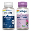 SOLARAY Ashwagandha ja maito TÃ¤htinen täydentää Bundle, 18X Imeytyminen Ashwagandha kapselit mielialan tuki Plus maito Thistle uute, vegaaninen, 60 päivän takuu, 30ct-60ct
