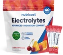 Nutricost Electrolytes Complex, Fruit Punch Flavored, 40 Sticks - Advanced Hydration Complex