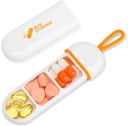 Toplive Travel Pill Organizer, Kannettava pilleri Container Mini Daily Pill Organizer, Pieni pilleri tapauksessa Travel Medicine Organizer Pocket vitamiini täydentää Fish Oil Box, Valkoinen Orange