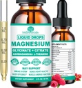 Magnesium Glycinate 500 mg, rauhoittava magnesium Glycinate, sitruuna D3 K2 B6 -vitamiinin kanssa Ashwagandha, L-Theaniini, kelaatti Magnesiumkompleksin supplementti nestemäisiä tippoja immuuniuniluun hermohermoon