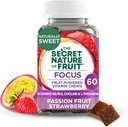 Fruit Focus -murojen salainen luonne, todellinen hedelmäpowered vitamiineja B6 & B12, koliini, L-Theanine, Passion Fruit & Strawberry for Mental Clarity, Gummy (60 kreivi)