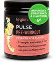LEGION Pulse Pre Treenout - Kaikki luonnon typpioksidia Preworkout Drink to Boost Energy, Creatiini ilmaiseksi, luonnollisesti makeutettu, Beta Alanine, Citulline, Alpha GPC (Pina Colada)