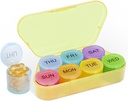 NatureTouch Weekly Pill Organizer, BPA vapaa lääke Rainbow 11 päivän pillerilaatikko, Päivittäinen kannettava pilleri Container pillereille / Vitamin / kalaöljy / lisäravinteet [Viimeisin versio],Keltainen