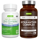 Astaksantiini Complex + Sinkki Complex Vegan Bundle, antioksidantti tuki ihon, hiusten ja kynsien, Igennus