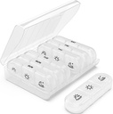 PULIV Viikoittain pilleri Organizer 3 Kertaa päivässä, Kannettava matka pillerilaatikko 7 päivää suuria pillerisäiliöt, Light-Proof pilleri tapauksessa vitamiineja, lääkkeitä, täydentää ja kalaöljyjä (valkoinen)