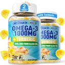 Vegan Omega-3 Gummies 1000mg + Turmeric - Omega 3 Kalaöljy Vaihtoehtoinen aikuisille - Algae DHA 600mg & EPA 300mg, vitamiinit A, C, E, Sinkki & MSM, Sokeriton, 120 Cts