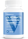 Magnesium Glycinate 200 mg, korkea absorptio Vegaani Magnesium Supplement, täysin kelated magnesiumsinkki D & B6, magnesium Bisglysinaatti uneen, luun ja lihasten terveys, hermohermo, ei-GMO, 90 kapselia