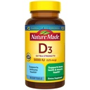 Nature Made D3 5000 IU (125 mikrog) Softgels, Extra Strength D-vitamiini täydentää luun ja immuuniterveyden tukea, 90 Softgels, 90 päivän tarjonta