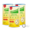 Almased Protein Powder for Weight Loss Kit for Miehet & Naiset, Natural Meal Replacement Shake for Weight Loss, Supplement, 24 Grams of Protein Per Serving (Almond Vanilla Flavor, 3 Cans @ 17.6 oz ea + Scoop)