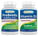 Best Naturals Probiootti 10 Kanta & 30 miljardia PMY & D3 10000 IU