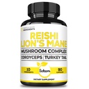 Satomi Reishi Supplement Complex 5000Mg - 10in1 Yhdistetty Lions Mane, Cordyceps Sinensis, Chaga Mushroom & muut - 90 kapselia 3 kuukautta