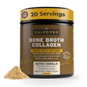 PaleoPro Bone Broth Collagen Protein Powder - Turmeric Root Grass-Fed Collagen Powder for Skin & Bones - Gluteeniton, Ei sokeria, soijaa, viljaa, Net Carbs - Paleo Keto Friendly 20 Tarjoilut Aztec Vanilla