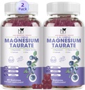 2 Pack Magnesium Supplement - Magnesium Taurate Magnesium Glycinate Gummies magnesium aspartaatti, malaatti, pureskeltava magnesium Complex uni, lihakset, ja sydämen terveystuki