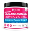 NATURAL TAVOITTEET Koiran vitamiinit Kuiva-aine, probiootit ja digestiiviset entsyymit Gut Health, Glukosamiini & Chondroitin & Omega 3, Täydellinen täydennys kotitekoisten koiranruokien, nivelten & ihon & immuuni- tuki