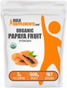 BulkSupplements.com Organic Papaya Fruit Powder - Flavoring Powder, lähde Carica Papaya Fruit - Gluteeniton, 3g per Tarjoilu, 500g (1,1 lbs) (Pakkaus 1)