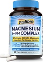 Magnesium Complex Supplement 6 in 1, 1160mg Celated Magnesium for Max Imeytyminen, Ohje parempaan uneen, rentoutuminen & Hermo Rauhoitu, 90 Vegaanikapselit, ei GMO & Gluteenittomat