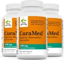 Terry Luonnollisesti CuraMed 375mg - Antioksidantti täydentää aivojen ja immuuniterveyden tukea - Ravintolisä Curcumin & Turmeric Essential Oil - Herbal Liver Support - 120 Softgels (paketti 3)