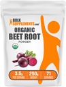 BulkSupplements.com Organic Beet Root Powder - Superfood Superfood Supplement, Beet Root Supplements - Vegan & Gluteenittomat, 3.5 g per tarjoilu, 250g (8.8 oz) (Pakkaus 1)