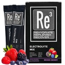 Re3 - Rehydraatti - Replenish - Recover Electrolyte Powder Packets. No Sugar, 7 Cal, 1.4 Carbs. Paras sekoitus vitamiineja ja kivennäisaineita (Mixed Berry)