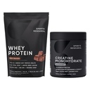 Sports Research® Creatine Monohydraatti (10,58 oz) ja hollantilainen suklaa Whey Protein (2 lbs), Dynamic Duo Lean Muscle Building, Parempi suorituskyky ja vahvuus & harjoitus Recovery
