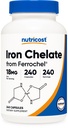 Nutricost Celated Iron (alkaen Ferrochel) 18mg, 240 kapselia - Gluteeniton, Non GMO Rauta Kelaatin täydennysosa
