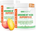 GOBIOTIX Super Greens and Reds Powder - punainen ja vihreä Superfood - Probiootti täydentää - digestiivinen Entsyymit ja Beet Root Powder - Organic Whole Foods Ravintolisä (Mango, 2 pakkaus)