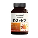 NatureBell-vitamiini D3 5 000 IU + K2 100 mikrog, 240 Softgels Päivä 2- in-1 Formula Virgin Coconut Oil .