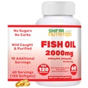 SHIFAA NUTRITION Halal Fish Oil 2000mg Softgels with 360mg EPA & 240mg DHA. 100 Wild Caught & non-GMO Omega 3 Softgels for Heart & Brain Health. Burpless, Helppo niellä Kalaöljy Omega 3 Lisäravinteet