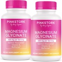 Vaaleanpunainen Stork Magnesium Glycinate D-vitamiini - Magnesium täydentää naisille tukea luonnollinen rauhallinen - 2 pakkaus