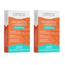 Omax3 Prebiootti & Probiootti 50 miljardia PMY + Chicory Inulin, 10 kanta, vähentää turvotusta, digestiota, SIBO, Vuotava Gut, emättimen pH, Acidophilus, Vegan, Dairy Free, Gluteeniton, Läpipainopakkaus pakattu (2 pakkaus)