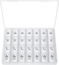 XL Pill Organizer 4 Kertaa päivässä, BUG HULL Erittäin suuri viikoittain pilleri laatikko tapauksessa, 7 päivän vitamiini säiliö Päivittäinen pilleri haltija turska-liver öljy, vitamiinit, lisäravinteet (valkoinen)