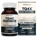 20% Thymokinonin musta siemenöljyuutekapselit - TQ-Advanced 4X®: Potent Thymokinonin pitoisuus saatavilla - 60:1 Nigella Sativa, Raw Form, Vegan, Lasipullo (60 kapselia)