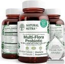 Natural Nutra Ultimate Flora Probiootti naisille ja miehille, auttaa parantamaan digestiota, edistää yleistä terveyttä, edistää immuunijärjestelmää, Multi-Strain kanssa Lactobacillus, Acidophilus, 60 kapselia