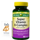 Spring Valley Super B-vitamiini Complex Kalsiumkarbonaatti, Askorbiinihappo 100 tablettia Bundle Lualin 45 Diabetes Dekoodattu