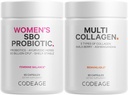Koodage Multi Collagen Protein Capsules & Probiootit naisille Bundle ... Multi Collagen Pills, Collagen Tyypit I, II, II, V & X, 90 Count. Prebiootit & Probiootit naisille - soijaton, 60 Count